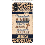 Personalized Never Underestimate A Girl Who Is Covered By The Blood Of Jesus And Was Born In January Phone Case OCT-DT11