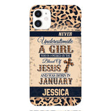 Personalized Never Underestimate A Girl Who Is Covered By The Blood Of Jesus And Was Born In January Phone Case OCT-DT11