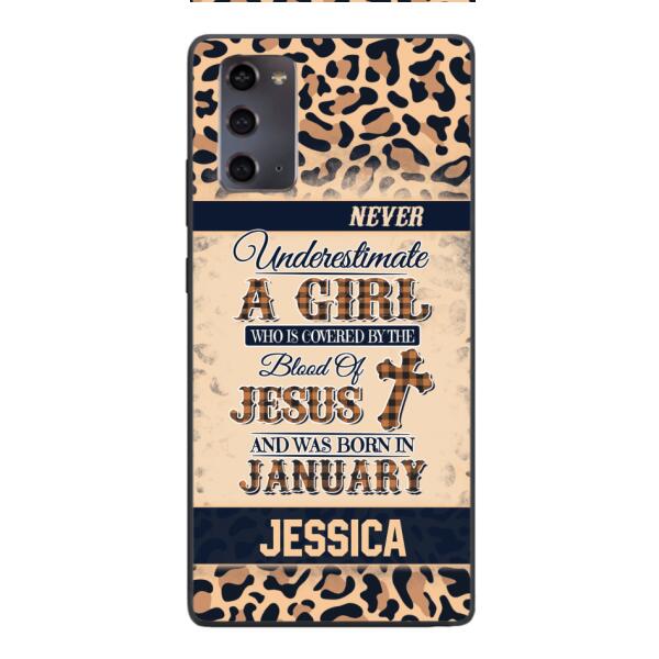 Personalized Never Underestimate A Girl Who Is Covered By The Blood Of Jesus And Was Born In January Phone Case OCT-DT11