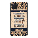 Personalized Never Underestimate A Girl Who Is Covered By The Blood Of Jesus And Was Born In January Phone Case OCT-DT11