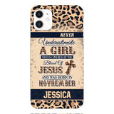 Personalized Never Underestimate A Girl Who Is Covered By The Blood Of Jesus And Was Born In November Phone Case OCT-DT11