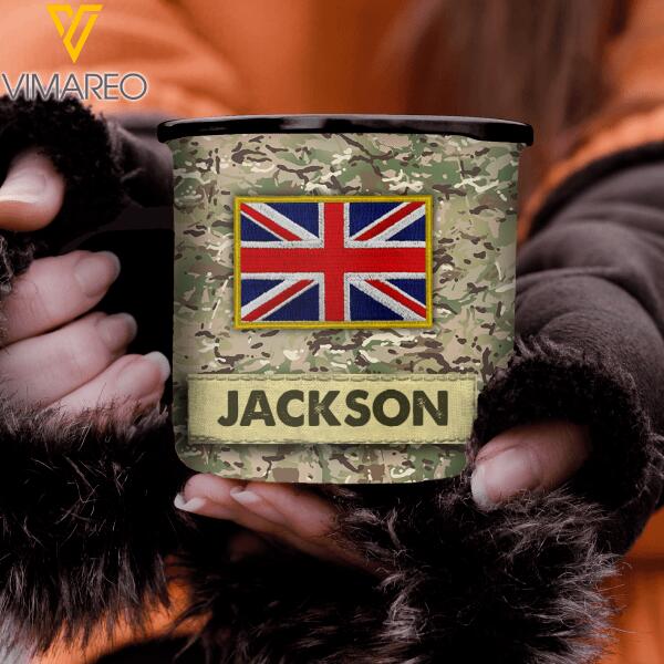 PERSONALIZED BRITISH SOLIDER STEEL MUG 12OZ 3D PRINTED OCT-QH15