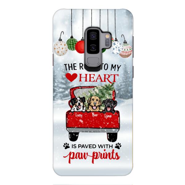 PERSONALIZED THE ROAD TO MY HEART PAWPRINTS DOG LOVER CHRISTMAS PHONECASE TNMA1810