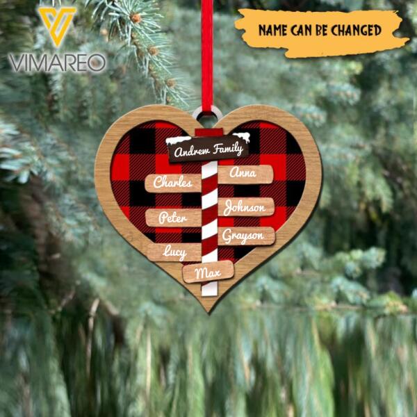 PERSONALIZED FAMILY STREET SIGN WITH MEMBER NAME WOOD HANGING ORNAMENT CHRISTMAS MTTQ2910