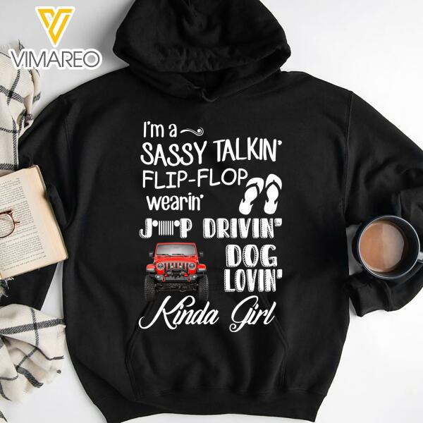 PERSONALIZED JEEP FLIP FLOP DOG GIRL TSHIRT / HOODIE QTVQ2911