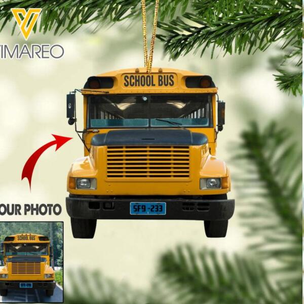 PERSONALIZED SCHOOL BUS HANGING ORNAMENT CHRISTMAS DEC-QH03