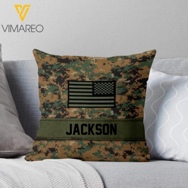 PERSONALIZED U.S SOLDIER CAMO PILLOW PRINTED DEC-LN04