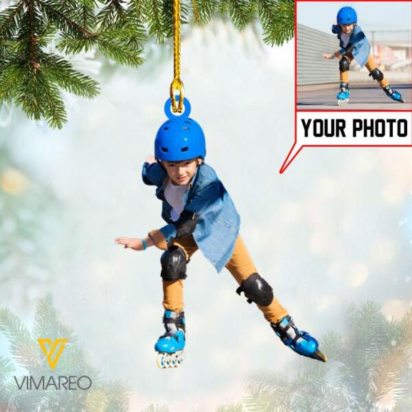 PERSONALIZED ROLLERBLADING PHOTO HANGING ORNAMENT QTVQ0812