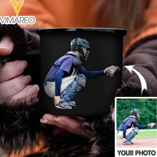 PERSONALIZED BASEBALL PHOTO STEEL MUG 12OZ 3D PRINTED DEC-QH09