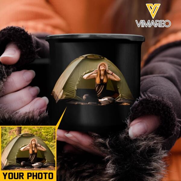 PERSONALIZED CAMPING PHOTO STEEL MUG 12OZ 3D PRINTED DEC-HQ09