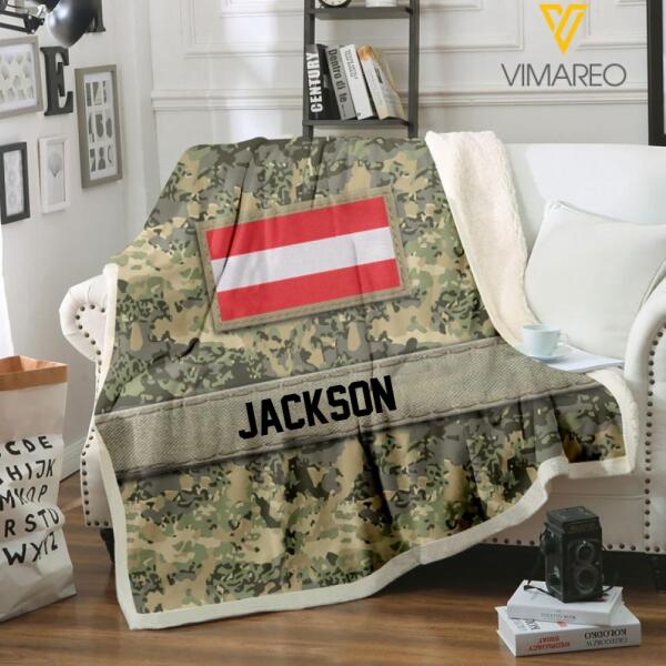 Personalized Austrian Camo Quilt Blanket Printed  DEC-HQ11
