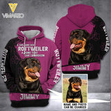 PERSONALIZED A GIRL AND A Rottweiler PHOTO UPLOAD HOODIE 3D PRINTED QTVQ1412
