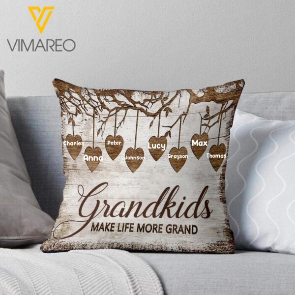 PERSONALIZED GRANDKIDS MAKE LIFE MORE GRAND PILLOW QTTN1712