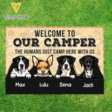 PERSONALIZED WELCOM TO OUR CAMPER THE HUMANS JUST CAMP HERE WITH US RUG TNDT2712