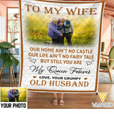 PERSONALIZED TO MY WIFE OLD COUPLE QUILT BLANKET PRINTED QTVQ3012