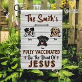 Personalized Dog By The Blood Of Jesus Garden Flag 22JAN-DT05