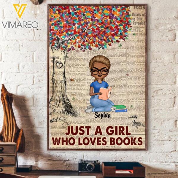 PERSONALIZED JUST A GIRL WHO LOVES BOOKS CANVAS TNTQ1201