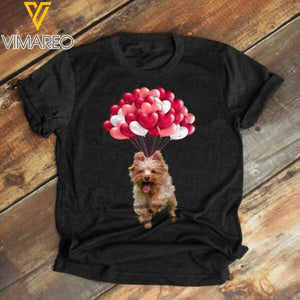PERSONALIZED YORKSHIRE TERRIER PHOTO UPLOAD HEART BALLOONS QTDT1401