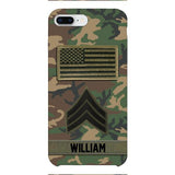 Personalized U.S Army Rank Camo Phone Case 22JAN-DT21