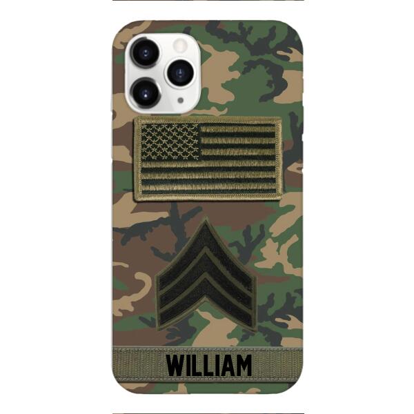 Personalized U.S Army Rank Camo Phone Case 22JAN-DT21