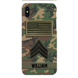 Personalized U.S Army Rank Camo Phone Case 22JAN-DT21