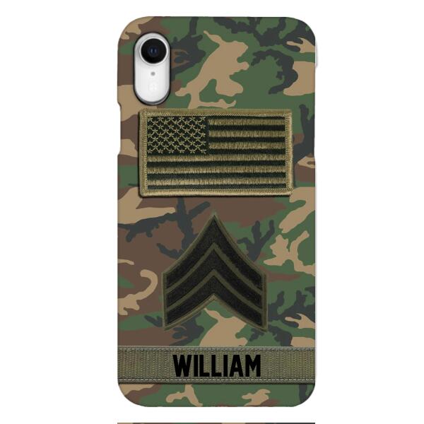 Personalized U.S Army Rank Camo Phone Case 22JAN-DT21