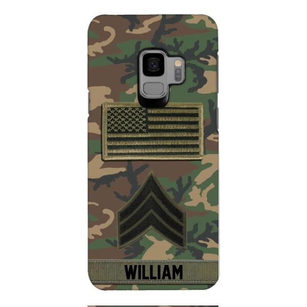 Personalized U.S Army Rank Camo Phone Case 22JAN-DT21