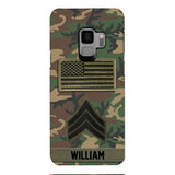 Personalized U.S Army Rank Camo Phone Case 22JAN-DT21