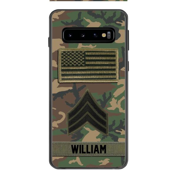 Personalized U.S Army Rank Camo Phone Case 22JAN-DT21