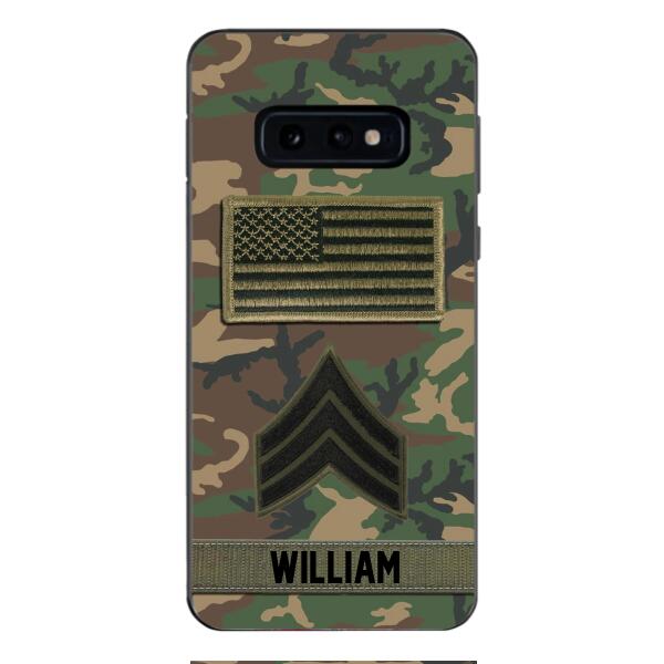 Personalized U.S Army Rank Camo Phone Case 22JAN-DT21