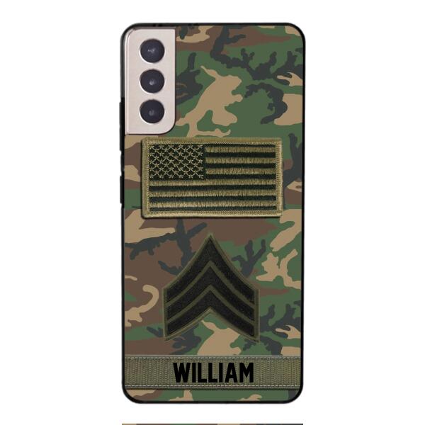 Personalized U.S Army Rank Camo Phone Case 22JAN-DT21