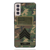 Personalized U.S Army Rank Camo Phone Case 22JAN-DT21