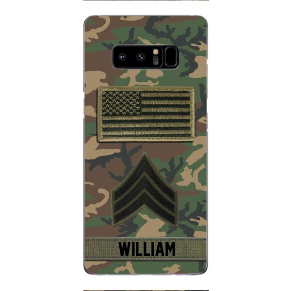 Personalized U.S Army Rank Camo Phone Case 22JAN-DT21