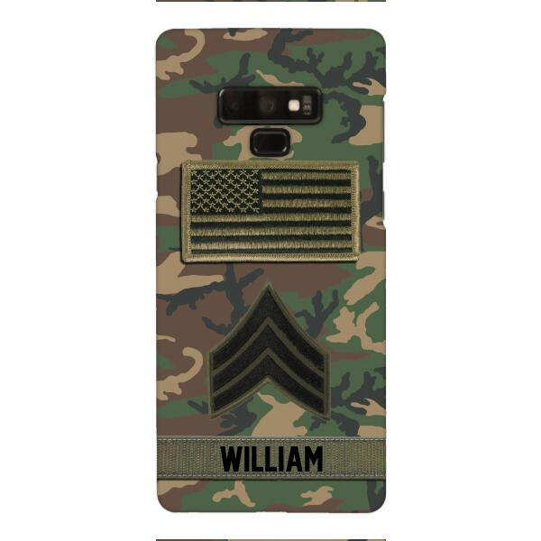 Personalized U.S Army Rank Camo Phone Case 22JAN-DT21