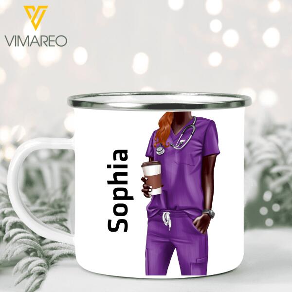 Personalized Nurse & Coffee Steel Mug Printed 22JAN-DT22