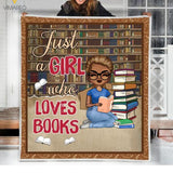 PERSONALIZED JUST A GIRL WHO LOVES BOOKS QUILT BLANKET PRINTED QTVQ2701