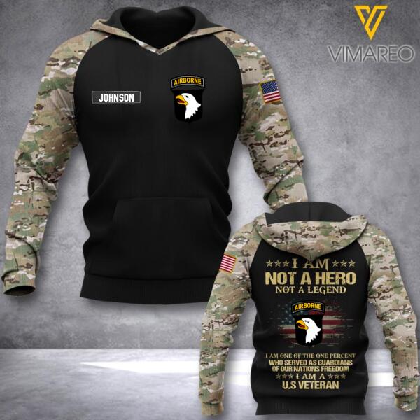 PERSONALIZED I AM NOT A HERO U.S VETERAN CAMO HOODIE 3D PRINTED TNDT1102