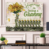 PERSONALIZED HAPPINESS IS BEING A GRAND WITH KIDS SUNFLOWER CANVAS TNDT1202
