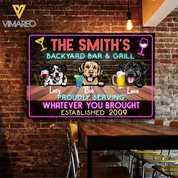 PERSONALIZED BACKYARD BAR & GRILL PROUDLY SERVING CANVAS PRINTED 22FEB-DT14