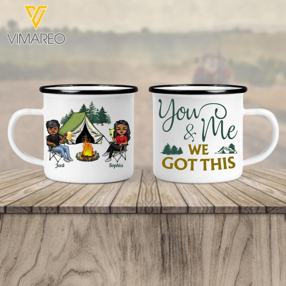 PERSONALIZED YOU & ME CAMPING HUSBAND WIFE STEEL MUG 12OZ 3D PRINTED 22JAN-HC10
