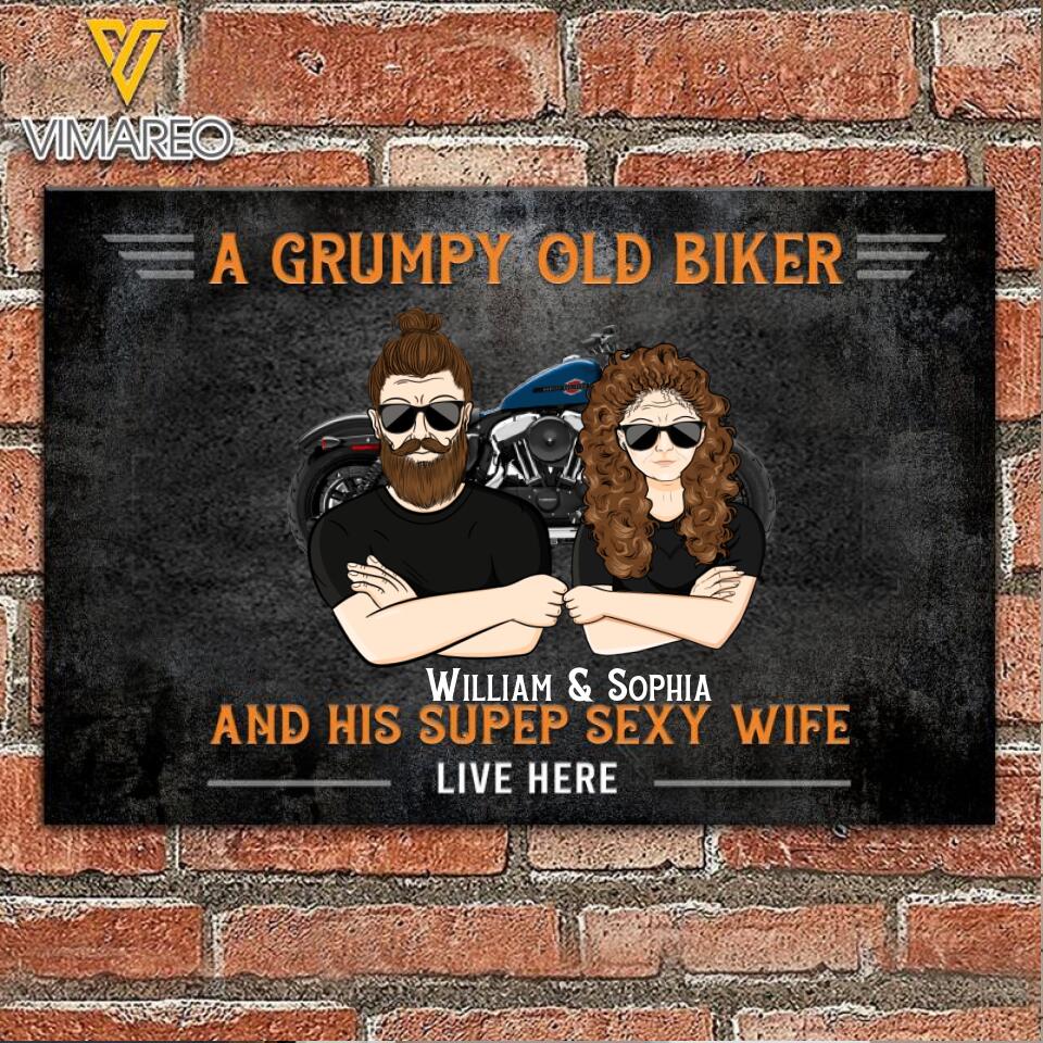 Personalized A Grumpy Old Biker And His Supper Sexy Wife  Metal Sign Printed 22FEB-LN24