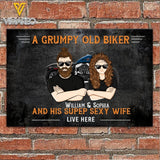 Personalized A Grumpy Old Biker And His Supper Sexy Wife  Metal Sign Printed 22FEB-LN24