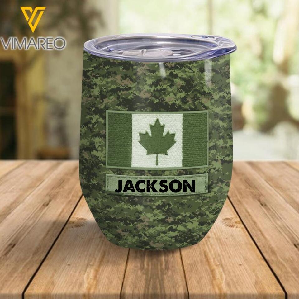 Personalized Canadian Soldier/Veterans Wine Tumbler Printed 22FEB-LN28