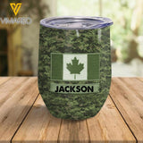 Personalized Canadian Soldier/Veterans Wine Tumbler Printed 22FEB-LN28