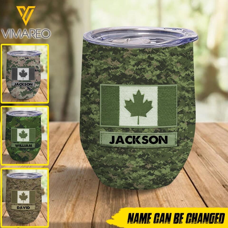 Personalized Canadian Soldier/Veterans Wine Tumbler Printed 22FEB-LN28