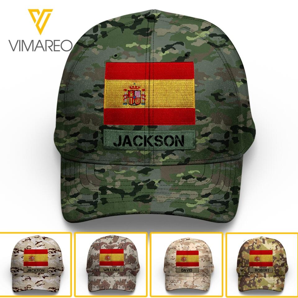 Personalized Spanish Soldier/Veterans Camo Peaked Cap 22FEB-LN26