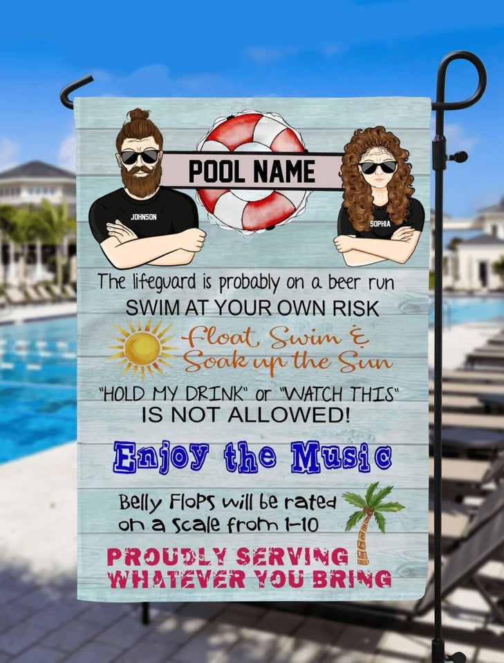 PERSONALIZED POOL NAME FLAG GARDEN MTVQ0203