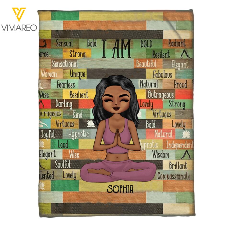 PERSONALIZED I AM YOGA GIRL QUILT BLANKET PRINTED QTDT0303