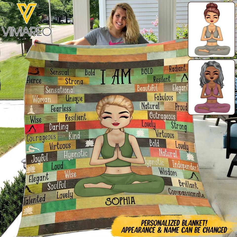PERSONALIZED I AM YOGA GIRL QUILT BLANKET PRINTED QTDT0303