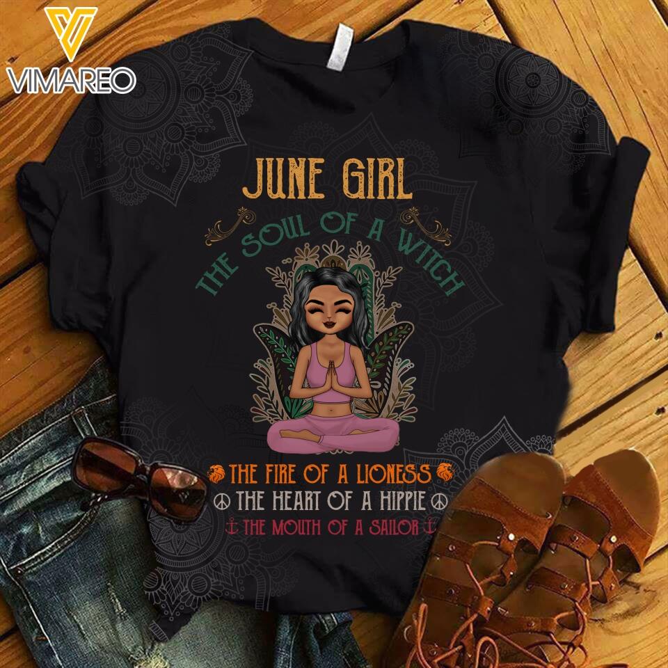 PERSONALIZED JUNE YOGA GIRL TSHIRT QTHC0303